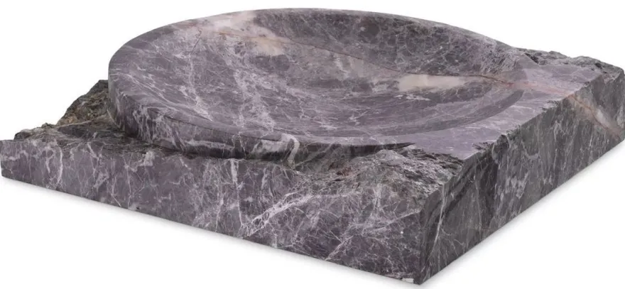 Casa Padrino Luxus Deko Marmor Schale Grau 30,5 x 30,5 x H. 6 cm - Obstschale aus hochwertigem Marmor - Hotel & Restaurant Deko Accessoires - Luxus Qualität