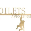 Casa Padrino Luxus Deko Objekt Gold 37 x 1,1 x H. 20 cm - Edelstahl Schild Toilets Apes Babes in gebürsteter Goldoptik - Luxus Deko Accessoires