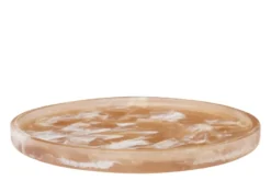 Casa Padrino Luxus Deko Objekt Braun Ø 21 x H. 1,7 cm - Runder Deko Teller aus Kunstharz mit teebrauner Wirbeloptik - Luxus Deko Accessoires