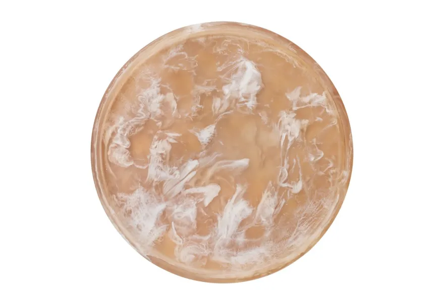 Casa Padrino Luxus Deko Objekt Braun Ø 21 x H. 1,7 cm - Runder Deko Teller aus Kunstharz mit teebrauner Wirbeloptik - Luxus Deko Accessoires