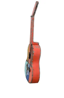 Casa Padrino Luxus Deko Objekt 37 x 10 x H. 100 cm - Dekorative Gitarre aus recyceltem Ölfass Metall - Luxus Deko Accessoires