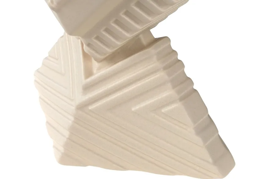 Casa Padrino Luxus Deko Objekt Cremeweiß 31 x 21 x H. 40 cm - Skulpturales Steingut Objekt Unity mit Ivory Glasur - Luxus Deko Accessoires