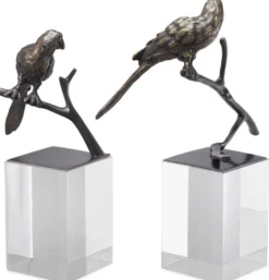 Casa Padrino Luxus Deko Objekte 2er Set Bronzefarben - Büro Deko - Schreibtisch Deko - Wohnzimmer Deko - Luxus Kollektion