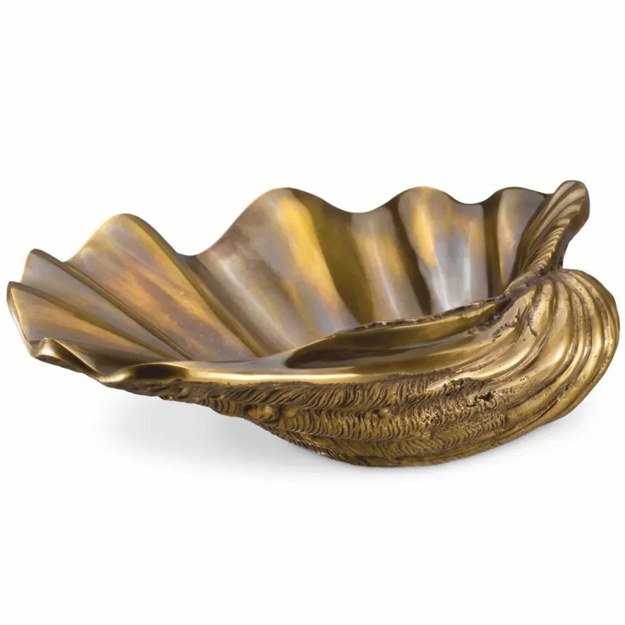 Casa Padrino Luxus Deko Objekt in Muschelform Vintage Messing 32 cm - Deko Accessoires