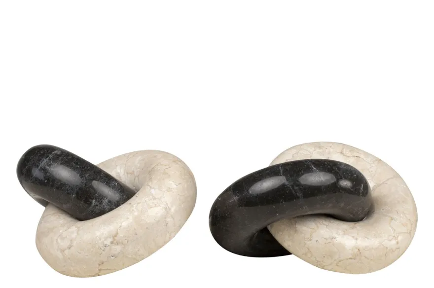 Casa Padrino Luxus Deko Objekt 21 x 17 x H. 11 cm - Ketten Objekt aus Onyx und schwarzem Marmor - Luxus Deko Accessoires
