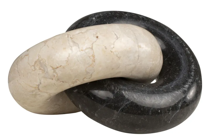 Casa Padrino Luxus Deko Objekt 21 x 17 x H. 11 cm - Ketten Objekt aus Onyx und schwarzem Marmor - Luxus Deko Accessoires