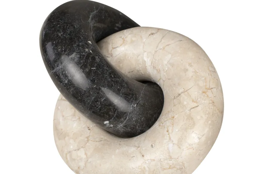 Casa Padrino Luxus Deko Objekt 21 x 17 x H. 11 cm - Ketten Objekt aus Onyx und schwarzem Marmor - Luxus Deko Accessoires