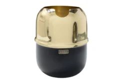Casa Padrino Luxus Deko Objekt Gold / Schwarz Ø 18 x H. 21,2 cm - Weinkühler aus massivem poliertem Messing mit schwarzem Boden - Luxus Deko Accessoires