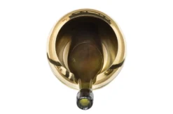 Casa Padrino Luxus Deko Objekt Gold / Schwarz Ø 18 x H. 21,2 cm - Weinkühler aus massivem poliertem Messing mit schwarzem Boden - Luxus Deko Accessoires