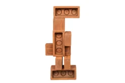 Casa Padrino Luxus Deko Objekt Naturfarben 30 x 22 x H. 61 cm - Skulpturales Objekt aus Terrakotta-Ziegeln und unbehandeltem Messing - Luxus Deko Accessoires
