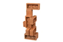 Casa Padrino Luxus Deko Objekt Naturfarben 30 x 22 x H. 61 cm - Skulpturales Objekt aus Terrakotta-Ziegeln und unbehandeltem Messing - Luxus Deko Accessoires