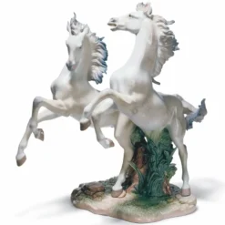 Casa Padrino Luxus Deko Porzellan Skulptur Pferde H. 53 cm - Handgefertigt