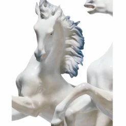 Casa Padrino Luxus Deko Porzellan Skulptur Pferde H. 53 cm - Handgefertigt