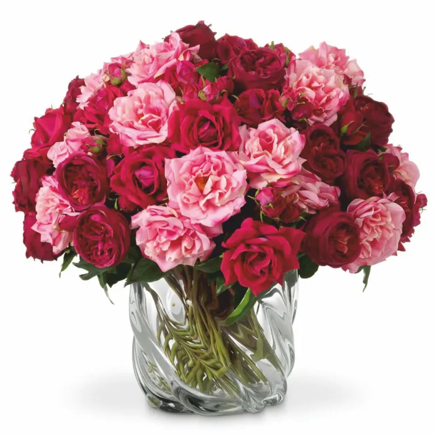Casa Padrino Luxus Deko Rosenstrauß Rot / Rosa / Grün Ø 70 cm - Luxus Qualität