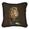 Casa Padrino Luxus Deko Samt Kissen Offizier Löwe Braun / Schwarz 45 x 45 cm