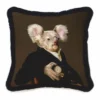 Casa Padrino Luxus Deko Samt Kissen Sir Koala Bär Braun / Schwarz 45 x 45 cm