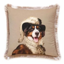 Casa Padrino Luxus Deko Samt Kissen Lord Bernhardiner Creme 45 x 45 cm