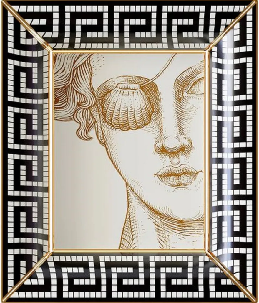 Casa Padrino Luxus Deko Schale Frau mit Augenklappe Weiß / Schwarz / Gold 20,5 x 17,5 x H. 13,5 cm - Handbemalte Porzellan Schale - Luxus Qualität - Made in Italy