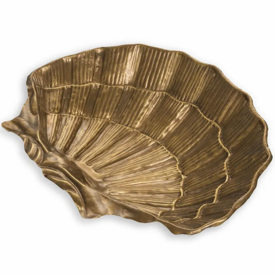 Casa Padrino Luxus Deko Schale in Muschelform Vintage Messing 52,5 cm - Deko Accessoires