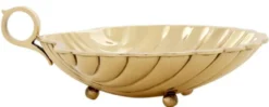 Casa Padrino Luxus Deko Schale in Muschelform Gold 22,5 x 19,5 x H. 5,5 cm - Dekorative Messing Schale mit Tragegriff - Luxus Deko Accessoires - Luxus Qualität