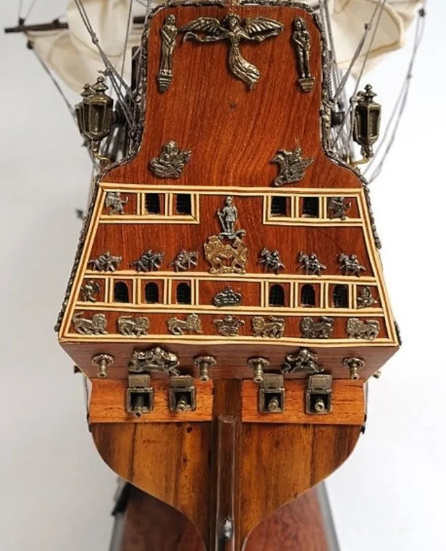 Casa Padrino Luxus Deko Schiff Sovereign of the Seas Braun / Mehrfarbig 88,9 x 29 x H. 94 cm - Handgefertigtes Holz Segelschiff Modell