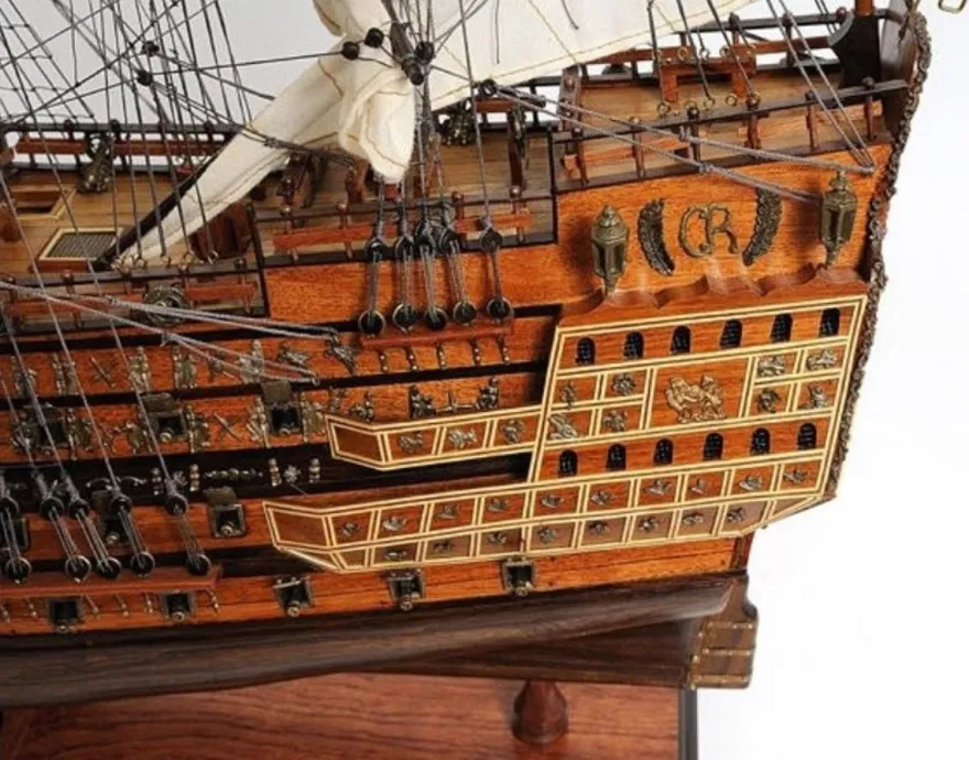 Casa Padrino Luxus Deko Schiff Sovereign of the Seas Braun / Mehrfarbig 88,9 x 29 x H. 94 cm - Handgefertigtes Holz Segelschiff Modell