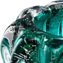 Casa Padrino Luxus Deko Schüssel aus mundgeblasenem Glas Türkis Ø 16 x H. 10 cm - Deko Accessoires