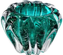 Casa Padrino Luxus Deko Schüssel aus mundgeblasenem Glas Türkis Ø 16 x H. 10 cm - Deko Accessoires