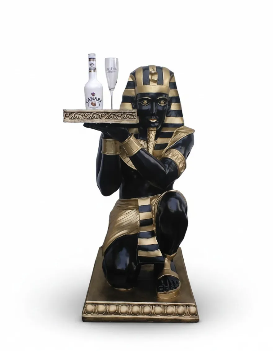 Casa Padrino Luxus Deko Skulptur Statue Pharao Einem Tablett H. 90 cm - Deko Skulptur - Deko Figur - Tierfigur - Gartendeko