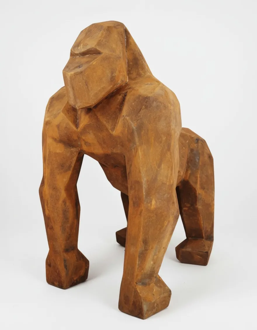 Casa Padrino Luxus Deko Skulptur Affe Corten Facettengorilla H. 128 cm - Riesige Gartenskulptur - Lebensgroße Skulptur - XXL Deko Skulptur - XXL Deko Figur