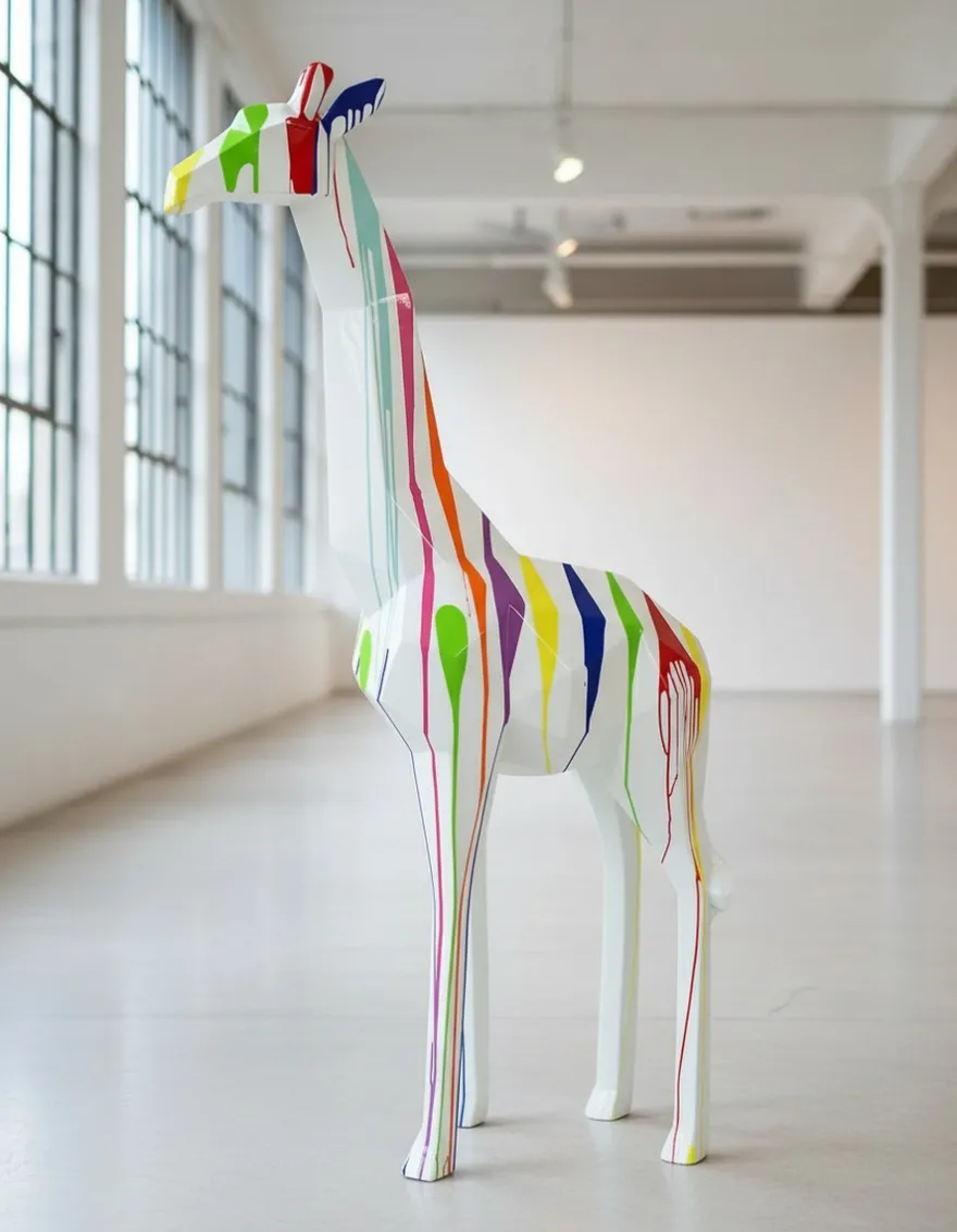 Casa Padrino Luxus Deko Skulptur Giraffe Facettierter Trash H. 200 cm - Riesige Gartenskulptur - Lebensgroße Skulptur - XXL Deko Skulptur - XXL Deko Figur