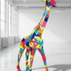 Casa Padrino Luxus Deko Skulptur Giraffe Mosaik H. 230 cm - Riesige Gartenskulptur - Lebensgroße Skulptur - XXL Deko Skulptur - XXL Deko Figur