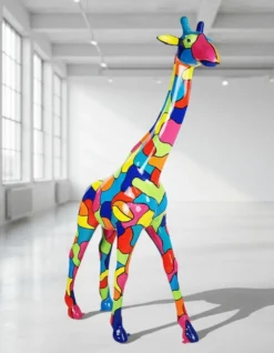 Casa Padrino Luxus Deko Skulptur Giraffe Mosaik H. 230 cm - Riesige Gartenskulptur - Lebensgroße Skulptur - XXL Deko Skulptur - XXL Deko Figur