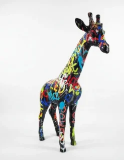 Casa Padrino Luxus Deko Skulptur Giraffe Graffiti H. 50 cm - Deko Skulptur - Deko Figur - Tierfigur - Gartendeko