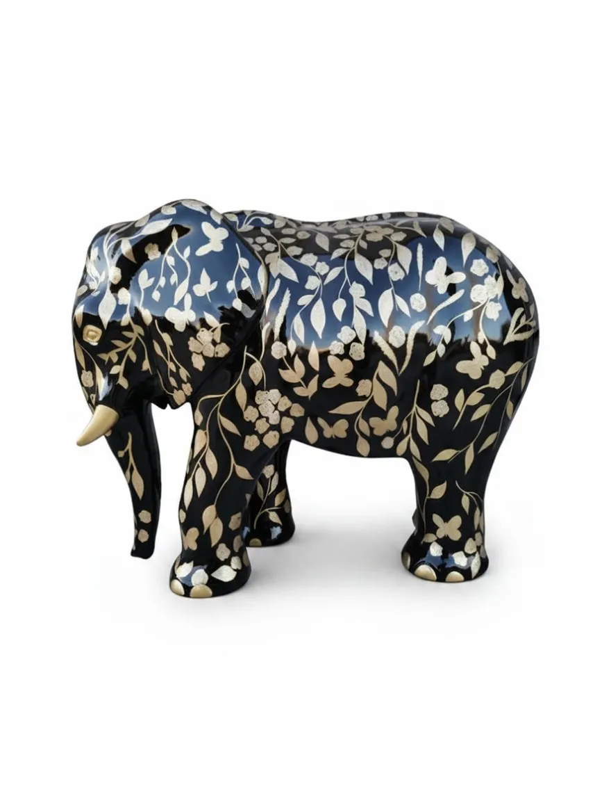 Casa Padrino Luxus Deko Skulptur Elefant Hindi H. 60 cm - Deko Skulptur - Deko Figur - Tierfigur - Gartendeko