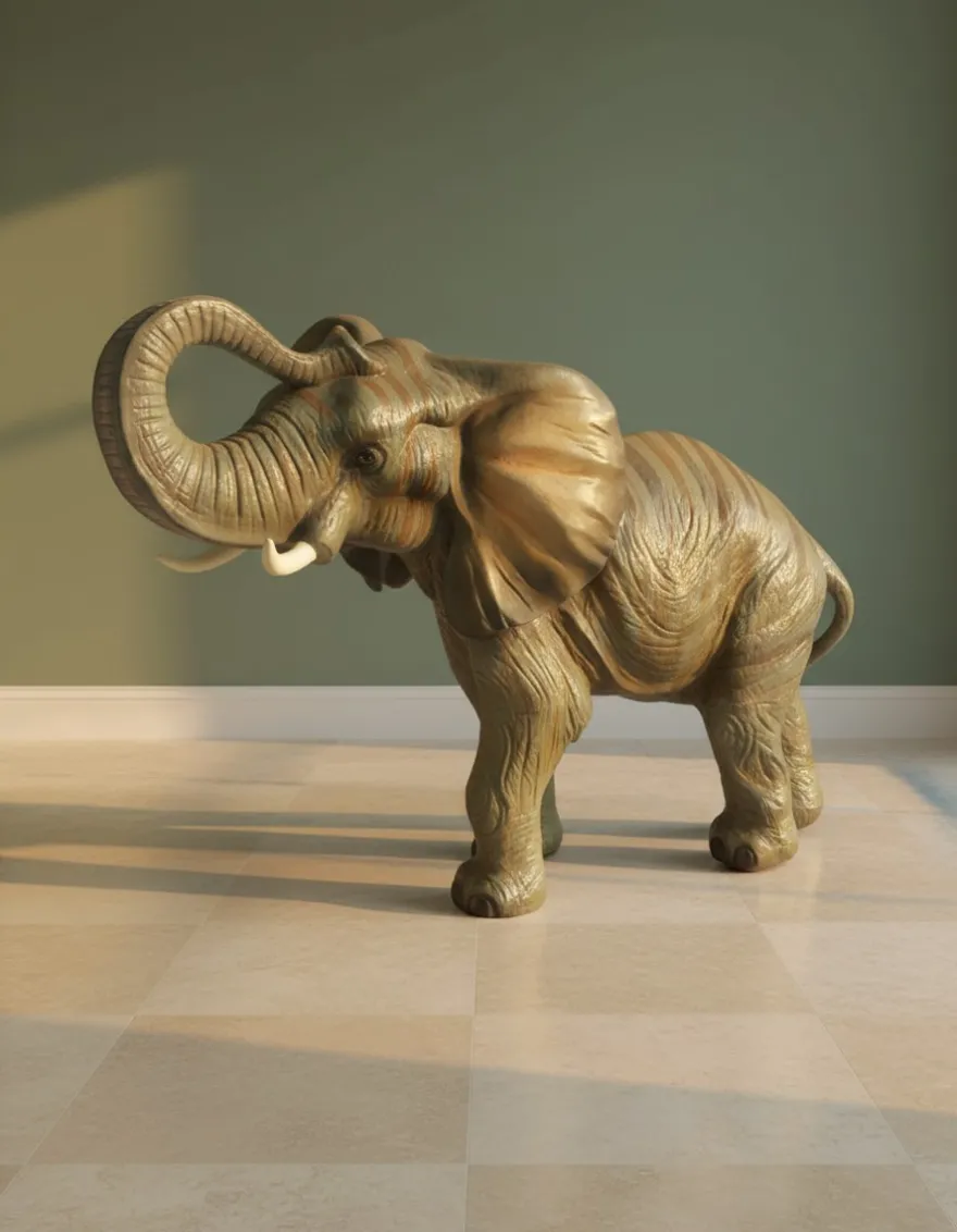 Casa Padrino Luxus Deko Skulptur Elefant Realistisch H. 67 cm - Deko Skulptur - Deko Figur - Tierfigur - Gartendeko
