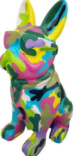 Casa Padrino Luxus Deko Skulptur Hund Bulldogge Mehrfarbig H. 120 cm - Große Deko Figur - XXL Deko Skulptur - XXL Deko Figur - Wohnzimmer Deko - Garten Deko - Luxus Deko XXL Figuren