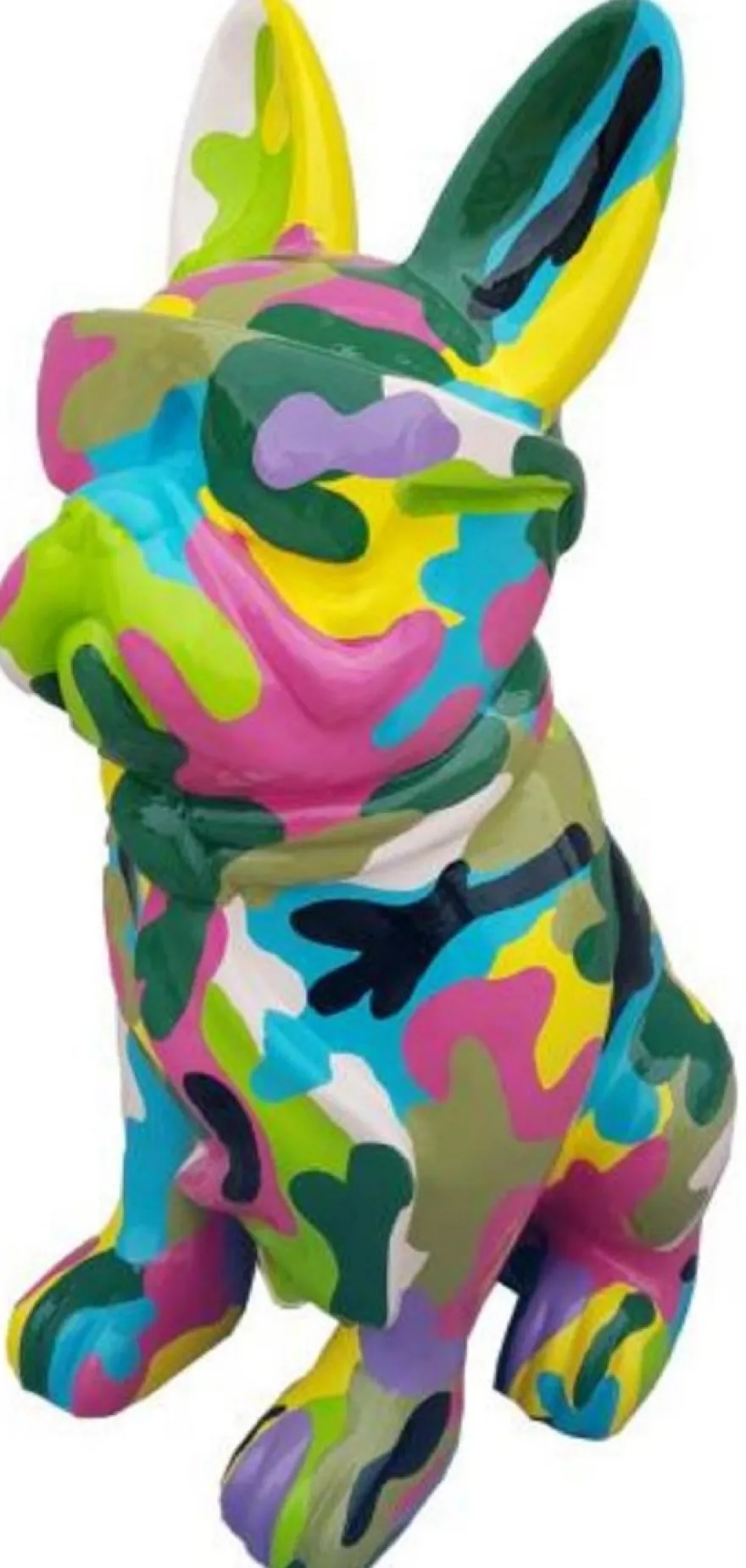 Casa Padrino Luxus Deko Skulptur Hund Bulldogge Mehrfarbig H. 120 cm - Große Deko Figur - XXL Deko Skulptur - XXL Deko Figur - Wohnzimmer Deko - Garten Deko - Luxus Deko XXL Figuren
