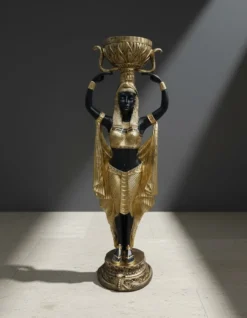 Casa Padrino Luxus Deko Skulptur Statue Ägyptische Frau Einem Blumentopf H. 130 cm - Riesige Gartenskulptur - Lebensgroße Skulptur - XXL Deko Skulptur - XXL Deko Figur