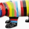 Casa Padrino Luxus Deko Skulptur Bär Multicolored Striped H. 60 cm - Deko Skulptur - Deko Figur - Tierfigur - Gartendeko