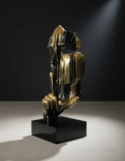 Casa Padrino Luxus Deko Skulptur Statue Trash Gold Gesichtsmaske H. 50 cm - Deko Skulptur - Deko Figur - Tierfigur - Gartendeko