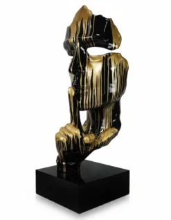 Casa Padrino Luxus Deko Skulptur Statue Trash Gold Gesichtsmaske H. 50 cm - Deko Skulptur - Deko Figur - Tierfigur - Gartendeko