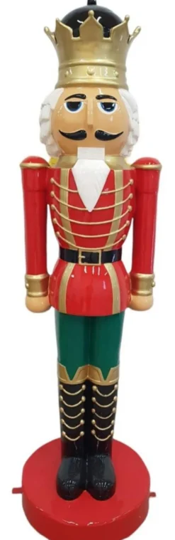 Casa Padrino Luxus Deko Skulptur Nussknacker König Rot / Mehrfarbig / Gold H. 200 cm - Lebensgroße Weihnachts Deko Figur - XXL Weihnachts Skulptur - XXL Deko Skulptur - XXL Deko Figur