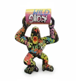 Casa Padrino Luxus Deko Skulptur Affe Kong Wütende Gorilla Metallfass H. 250 cm - Riesige Gartenskulptur - Lebensgroße Skulptur - XXL Deko Skulptur - XXL Deko Figur