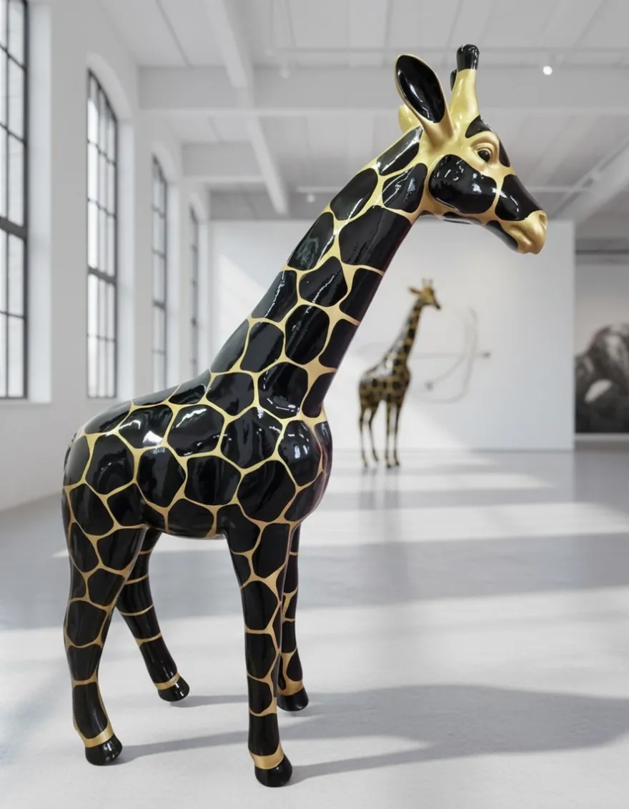 Casa Padrino Luxus Deko Skulptur Giraffe Gold H. 115 cm - Riesige Gartenskulptur - Lebensgroße Skulptur - XXL Deko Skulptur - XXL Deko Figur