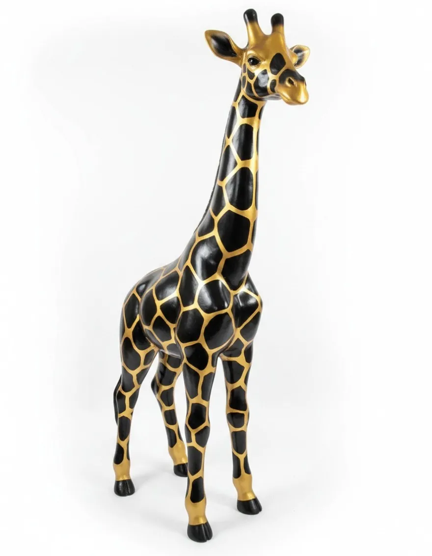 Casa Padrino Luxus Deko Skulptur Giraffe Gold H. 115 cm - Riesige Gartenskulptur - Lebensgroße Skulptur - XXL Deko Skulptur - XXL Deko Figur