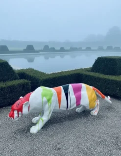 Casa Padrino Luxus Deko Skulptur Raubkatze Panther Oder Leopard Trash H. 40 cm - Deko Skulptur - Deko Figur - Tierfigur - Gartendeko