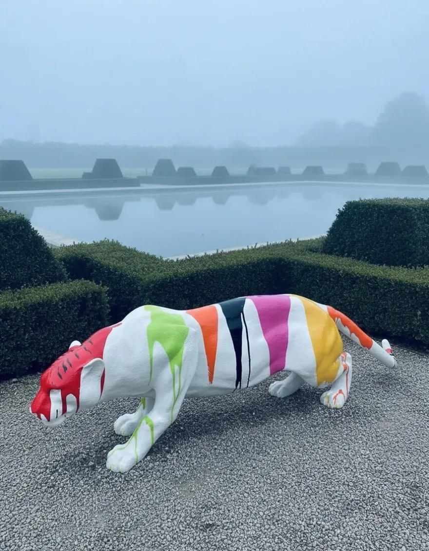 Casa Padrino Luxus Deko Skulptur Raubkatze Panther Oder Leopard Trash H. 40 cm - Deko Skulptur - Deko Figur - Tierfigur - Gartendeko