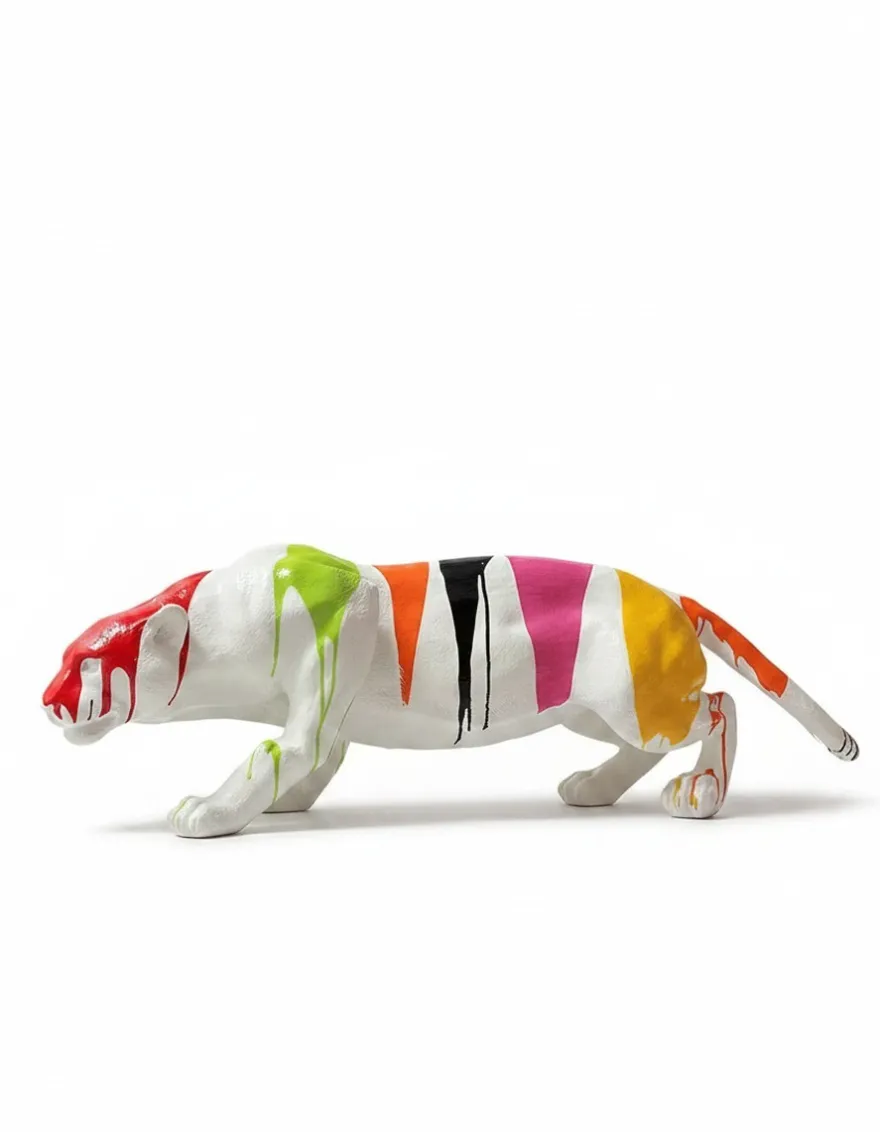 Casa Padrino Luxus Deko Skulptur Raubkatze Panther Oder Leopard Trash H. 40 cm - Deko Skulptur - Deko Figur - Tierfigur - Gartendeko
