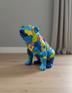 Casa Padrino Luxus Deko Skulptur Hund Sitzend Mosaik Bulldogge H. 67 cm - Deko Skulptur - Deko Figur - Tierfigur - Gartendeko